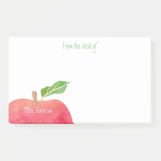 Van het bureau van de Gepersonaliseerd Rode Apple Post-it® Notes (Voorkant)