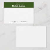Van het bureau van de Groene en Witte Naam Telefoo Notitiekaartje (Voorkant / Achterkant)