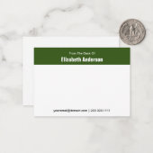 Van het bureau van de Groene en Witte Naam Telefoo Notitiekaartje (Voorkant / Achterkant in situ)
