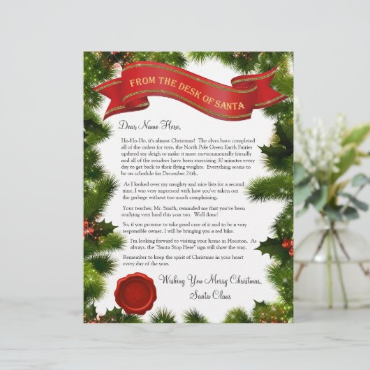 Van het bureau van de kerstbrief met zegel - edita (Staand voorkant)