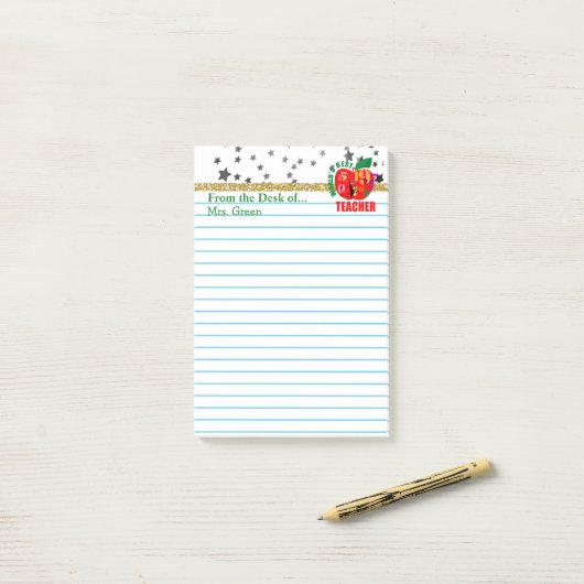 Van het bureau van de leraar | Aangepaste Apple-na Post-it® Notes (Op bureau)