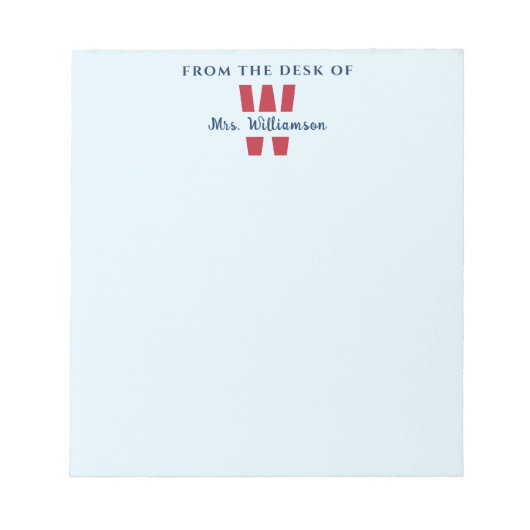 Van het bureau van de leraar Monogram douanenaam Notitieblok (Voorkant)