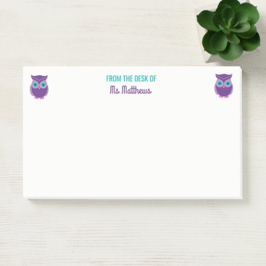 Van het bureau van de leraar Owl Personalized Paar Post-it® Notes (Kantoor)