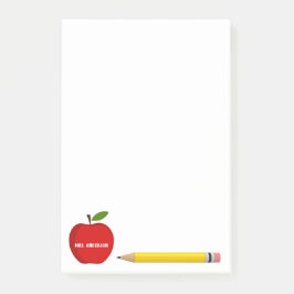 Van het bureau van de leraar rode appel post-it® notes