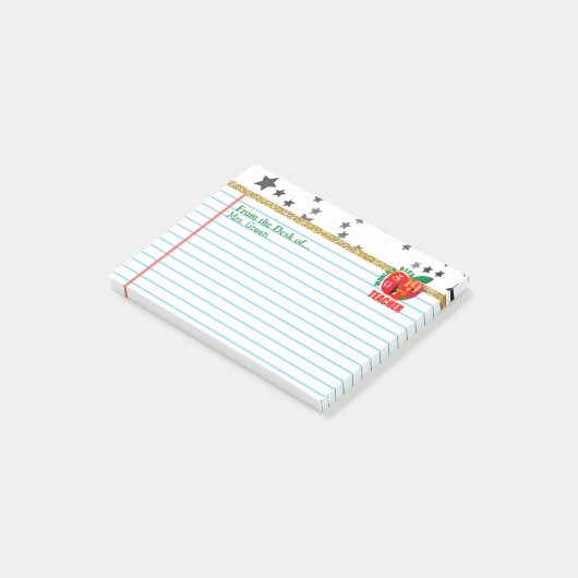 Van het bureau van de lerarennaam | Aangepast appe Post-it® Notes (Schuin)