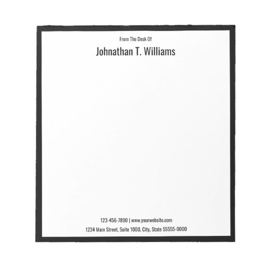 Van het bureau van de naam Black and White Busines Notitieblok (Voorkant)