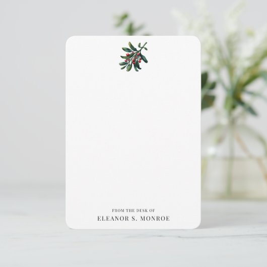 Van het bureau van de naam Holiday Mistletoe Note  Bedankkaart (Staand voorkant)