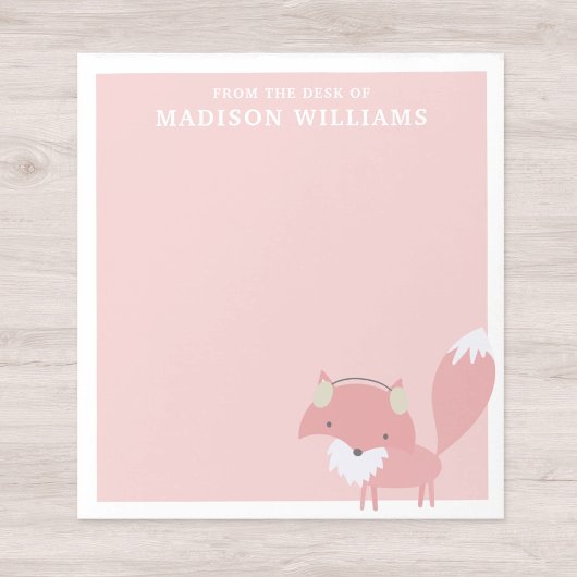 Van het bureau van de naam Pink Winter Fox Notitieblok