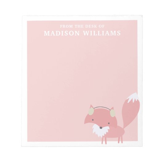 Van het bureau van de naam Pink Winter Fox Notitieblok (Voorkant)