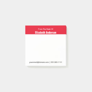 Van het bureau van de naam rood en wit e-mail tele post-it® notes