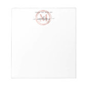 Van het bureau van de naam Roze Rose Gold Monogram Notitieblok (Voorkant)
