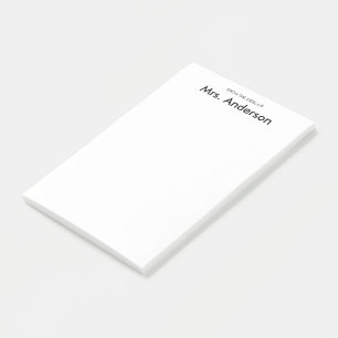 Van het bureau van de naam van de leraarWit Post-it® Notes