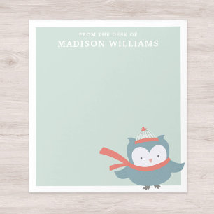Van het bureau van de naam Winter Owl Notitieblok