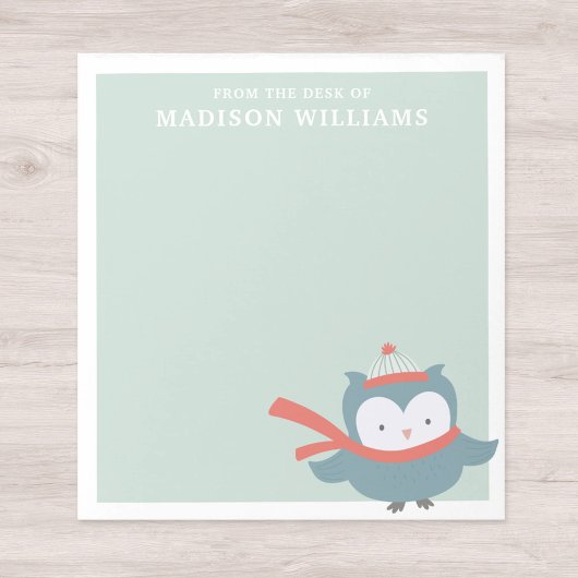 Van het bureau van de naam Winter Owl Notitieblok