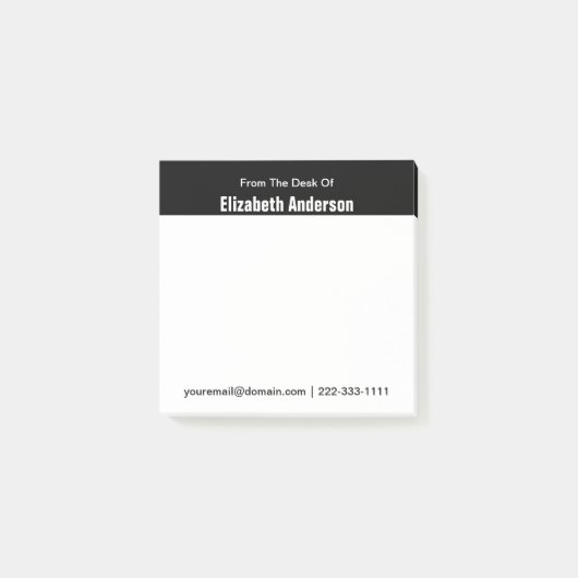 Van het bureau van de naam zwart-wit Sjabloon Post-it® Notes (Voorkant)