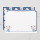 Van het bureau van de Preppy Navy en de blush Roze Bedankkaart (Voorkant / Achterkant)