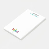 Van het bureau van de regenboogdragonvlieg van de  post-it® notes (Schuin)