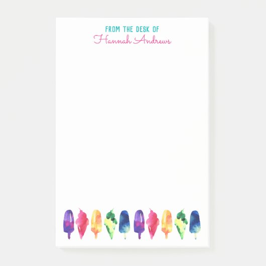 Van het bureau van de regenboogWaterverf ijskap Post-it® Notes (Voorkant)