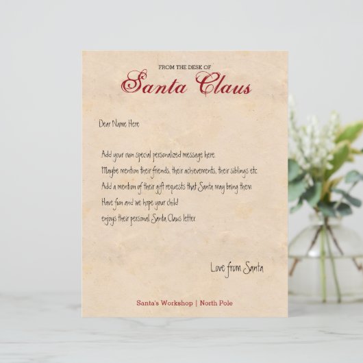 Van het bureau van de Santa Persoonlijke Brief (Staand voorkant)