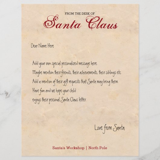 Van het bureau van de Santa Persoonlijke Brief (Voorkant)