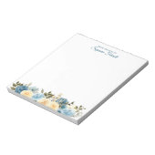 Van het bureau van de Waterverf Blauwe Floral Notitieblok (Linkerzijde)