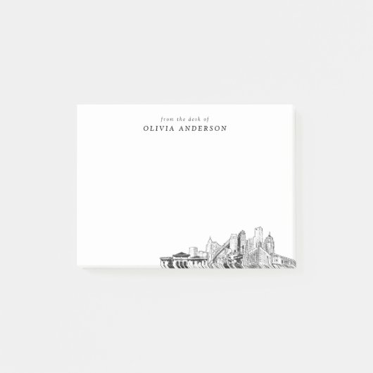 Van het bureau van Detroit Skyline gepersonaliseer Post-it® Notes (Voorkant)