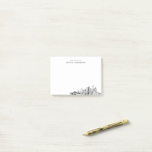Van het bureau van Detroit Skyline gepersonaliseer Post-it® Notes (Op bureau)