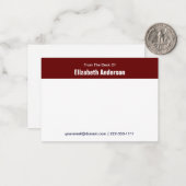 Van het bureau van donkerrood wit Naam Telefoon E- Notitiekaartje (Voorkant / Achterkant in situ)