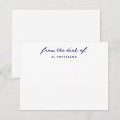 Van het bureau van echte marineblauw stijlvol mode notitiekaartje (Voorkant / Achterkant)