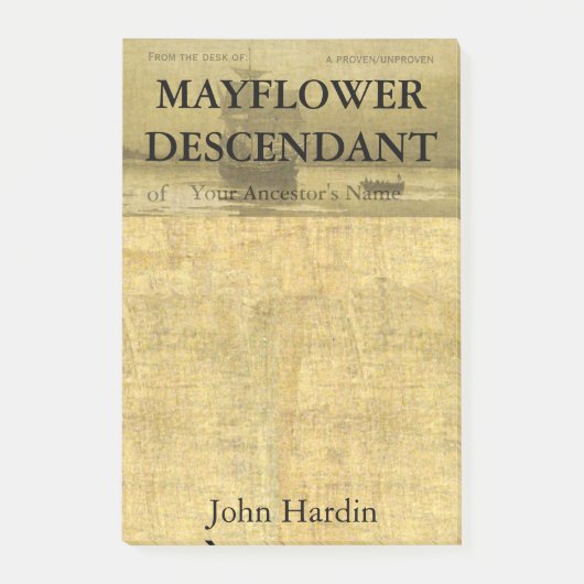 Van het bureau van een Mayflower Descendant Post-it® Notes (Voorkant)