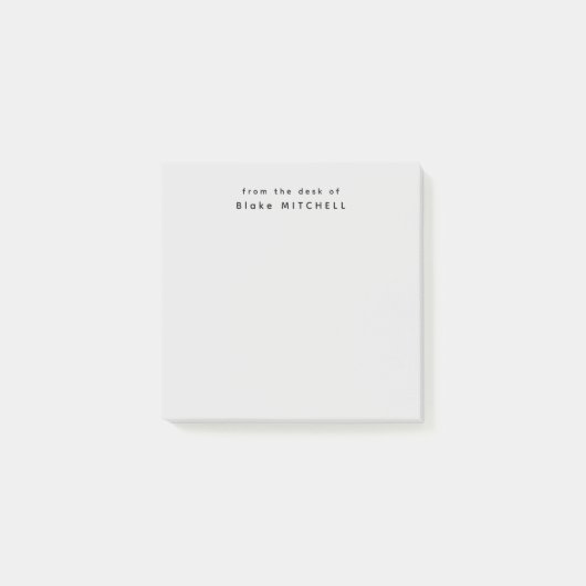 Van het bureau van eenvoudig monogram grijs post-it® notes (Voorkant)