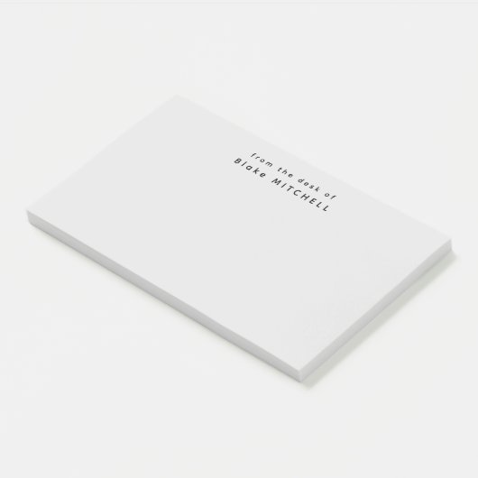 Van het bureau van eenvoudig monogram grijs post-it® notes (Schuin)