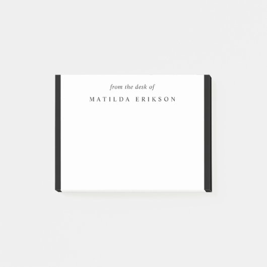 Van het bureau van Elegant Classic Black en White Post-it® Notes (Voorkant)