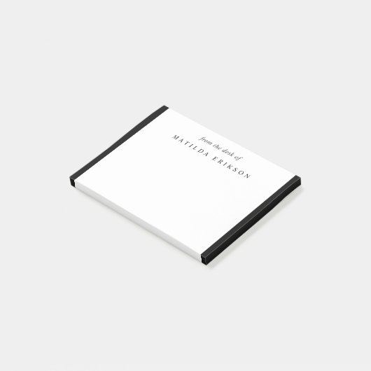 Van het bureau van Elegant Classic Black en White Post-it® Notes (Schuin)