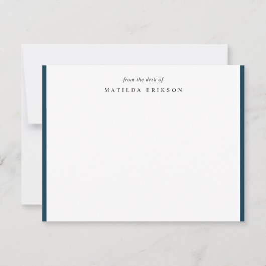 Van het bureau van Elegant minimalistisch marinebl Notitiekaartje (Voorkant)