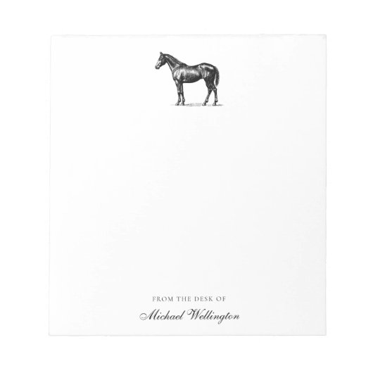 Van het bureau van | Elegant paard Equestrian naam Notitieblok (Voorkant)