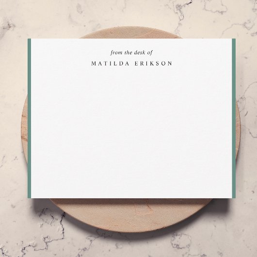 Van het bureau van Elegant Sophisticated Green Notitiekaartje