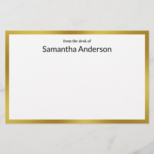 Van het bureau van Faux Goud Wit Zwart Uw Naam Briefpapier (Voorkant)