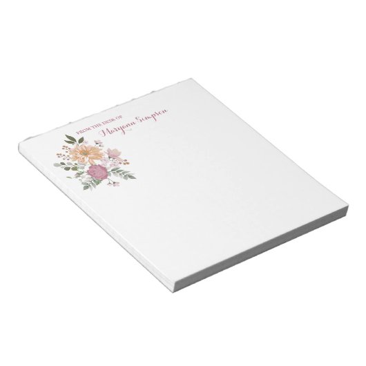 Van het bureau van -  Floral Notitieblok (Schuin)