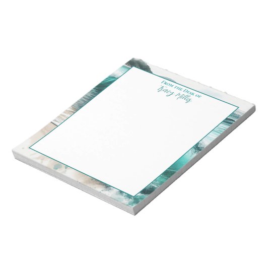 Van het bureau van | Gepersonaliseerde oceaangolve Notitieblok (Linkerzijde)