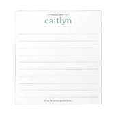 Van het bureau van, Groot Druk, Groen Lijnde Notitieblok (Voorkant)