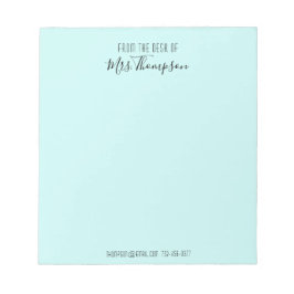 Van het bureau van het Blauwgroen Moderne Manuscri Notitieblok