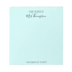 Van het bureau van het Blauwgroen Moderne Manuscri Notitieblok