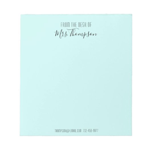 Van het bureau van het Blauwgroen Moderne Manuscri Notitieblok (Voorkant)