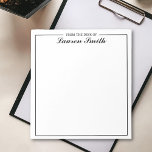 Van het bureau van het elegante minimalistische zw notitieblok<br><div class="desc">Maak een statement met dit strakke black script notitieblok,  speciaal voor jou gepersonaliseerd. Of u nu notities maakt of takenlijsten maakt,  dit stijlvolle notitieblok helpt u om in stijl op de hoogte te blijven van uw dag.</div>