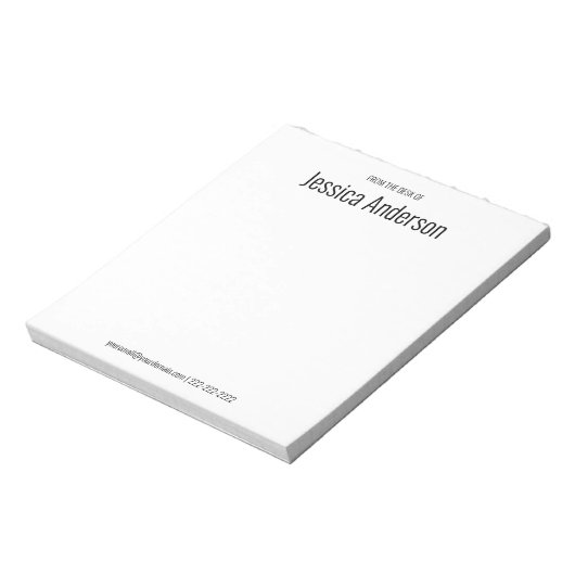 Van het bureau van het zwarte en witte Jouw naam Notitieblok (Linkerzijde)