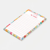 Van het bureau van kleurrijke bloemen post-it® notes (Schuin)