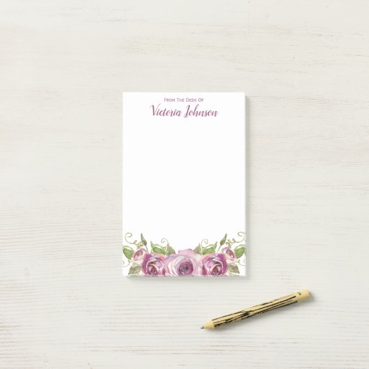 Van het bureau van lavendel Rozen 4 x 6 Post-it® Notes (Op bureau)