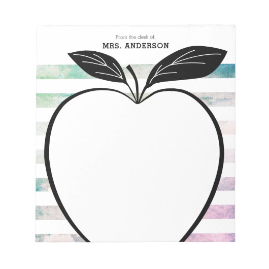 Van het bureau van leraar Apple Waterverf Stripes Notitieblok (Voorkant)