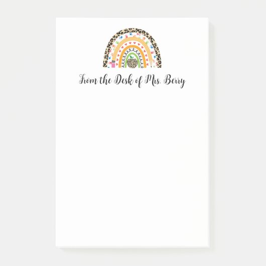 Van het bureau van leraar moderne regenboog post-it® notes (Voorkant)